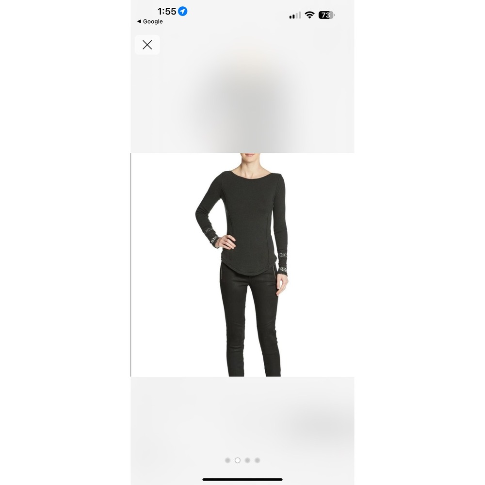 Free Peopleโ We The Free Rosey Cuff Thermal Top S Y2K Charcoal Black Long Sleeve
